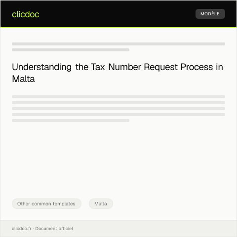 Document preview: Request for Tax Number / Talba Għall-Numeru tat-Taxxa — Other common templates, Malta