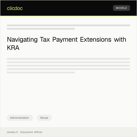 Document preview: Request for Tax Payment Extension from Kenya Revenue Authority (KRA) — Administration, Kenya