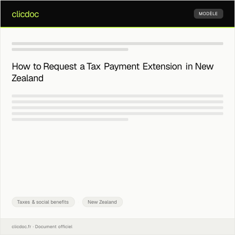 Document preview: Request for Assistance with Tax Payment Extension — Taxes & social benefits, New Zealand