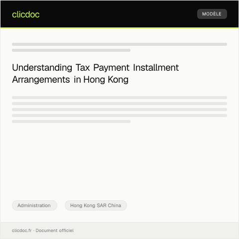 Document preview: Request for Tax Payment Installment Arrangement — Administration, Hong Kong SAR China