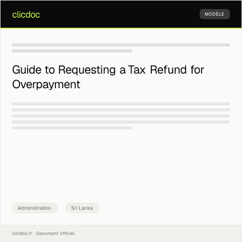 Document preview: Request for Tax Refund for Overpayment during Fiscal Year — Administration, Sri Lanka