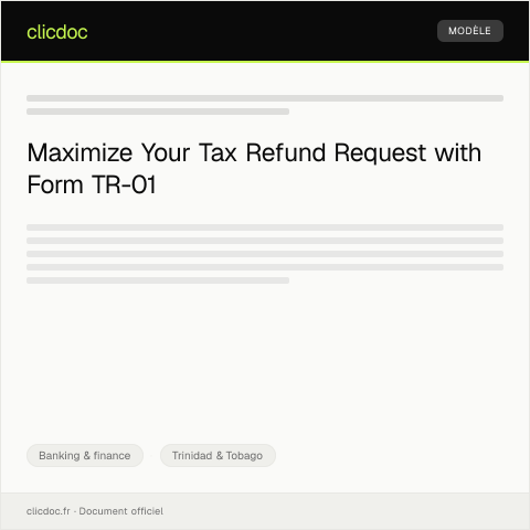 Document preview: Request for Tax Refund (Form TR-01) — Banking & finance, Trinidad & Tobago