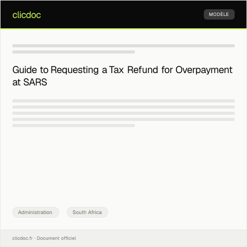 Document preview: Request for Tax Refund for Overpayment at SARS — Administration, South Africa