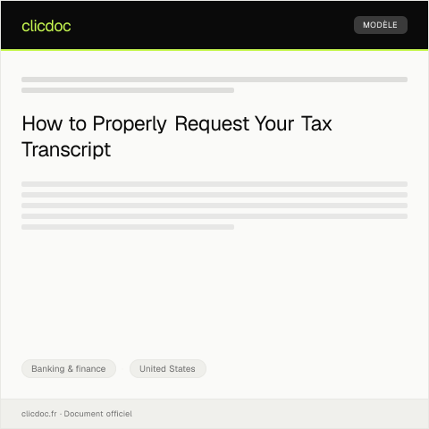 Document preview: Request for Tax Transcript — Banking & finance, United States