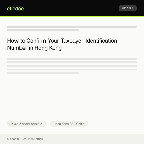 Document preview: Request for Taxpayer Identification Number Confirmation — Taxes & social benefits, Hong Kong SAR China