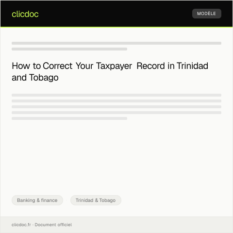 Document preview: Request for Taxpayer Record Correction — Banking & finance, Trinidad & Tobago
