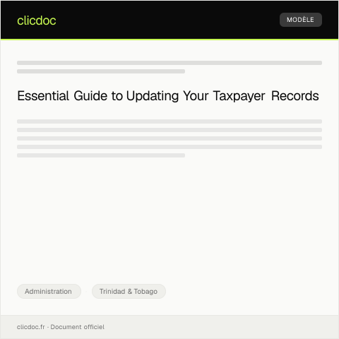 Document preview: Request for Taxpayer Record Update — Administration, Trinidad & Tobago