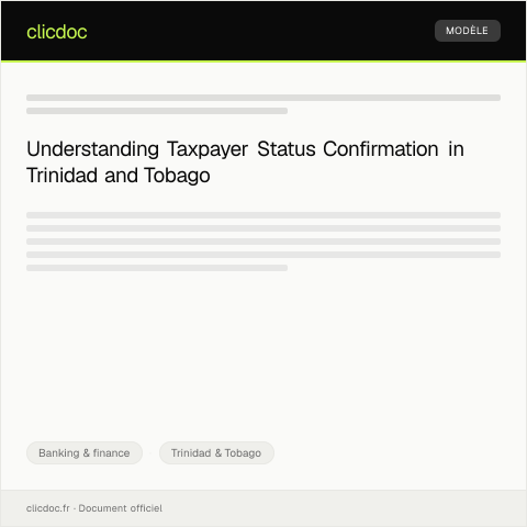 Document preview: Request for Taxpayer Status Confirmation — Banking & finance, Trinidad & Tobago