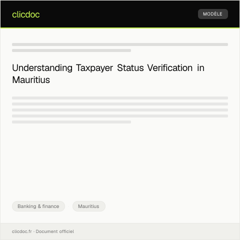 Document preview: Request for Taxpayer Status Verification — Banking & finance, Mauritius