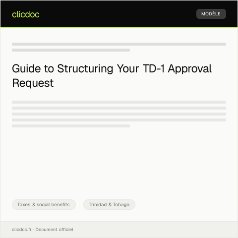 Document preview: Request a TD-1 Approval — Taxes & social benefits, Trinidad & Tobago