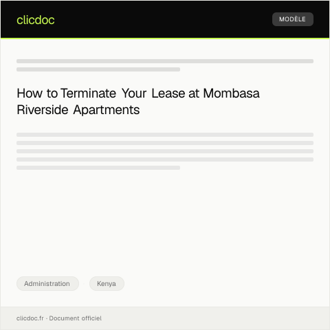Document preview: Request for Termination of Lease Agreement at Mombasa Riverside Apartments — Administration, Kenya