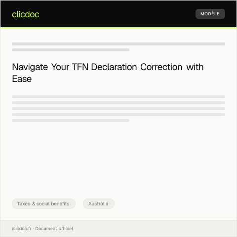 Document preview: Request for Tax File Number (TFN) Declaration Correction — Taxes & social benefits, Australia