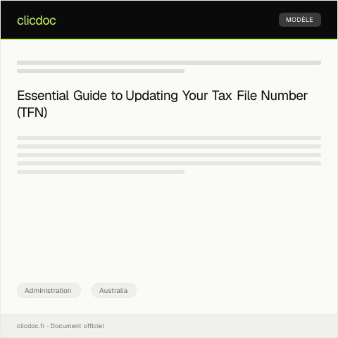 Document preview: Request for Tax File Number (TFN) Details Update — Administration, Australia