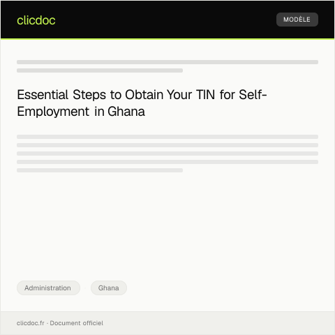 Document preview: Request for Tax Identification Number (TIN) for Self-Employment — Administration, Ghana