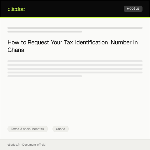 Document preview: Request for Tax Identification Number (TIN) Registration at GRA — Taxes & social benefits, Ghana