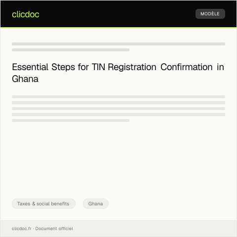 Document preview: Request for Taxpayer Identification Number (TIN) Registration Confirmation — Taxes & social benefits, Ghana