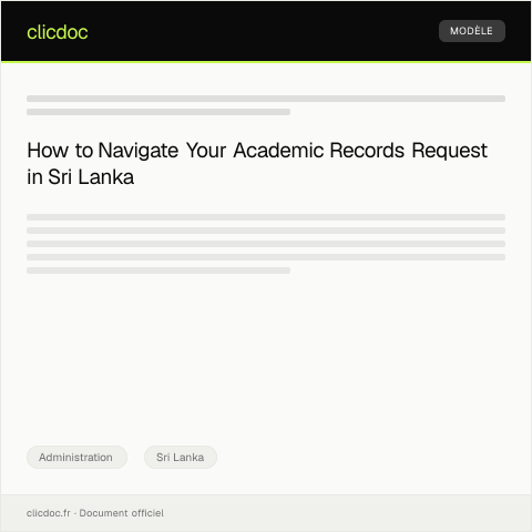 Document preview: Request for Transcripts and Academic Records — Administration, Sri Lanka
