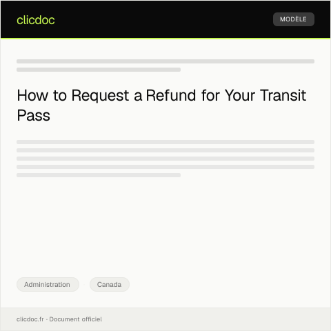 Document preview: Request for Transit Pass Refund Due to Service Disruption — Administration, Canada