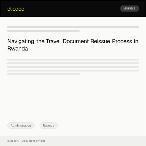 Document preview: Request for Travel Document Reissue via Irembo — Administration, Rwanda