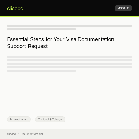 Document preview: Request for Travel Visa Documentation Support from Trinidad and Tobago Immigration — International, Trinidad & Tobago