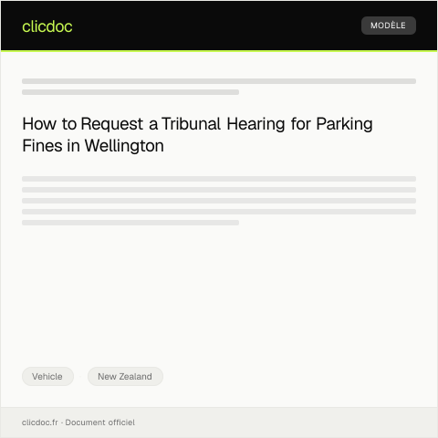 Document preview: Request for a tribunal hearing regarding parking fines in Wellington — Vehicle, New Zealand
