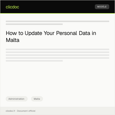 Document preview: Request for Update of Personal Data - Public Administration Service — Administration, Malta