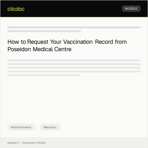 Document preview: Request for Vaccination Record from Poseidon Medical Centre — Administration, Mauritius