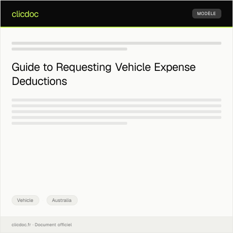 Document preview: Request for Tax Deduction on Vehicle Expenses for Business Use — Vehicle, Australia