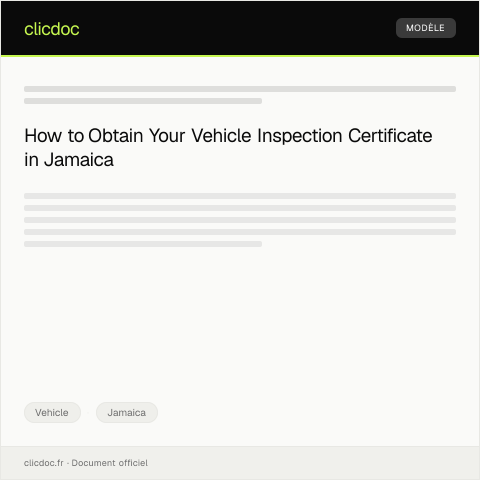 Document preview: Request for Vehicle Inspection Certificate from Jamaica Constabulary Force — Vehicle, Jamaica