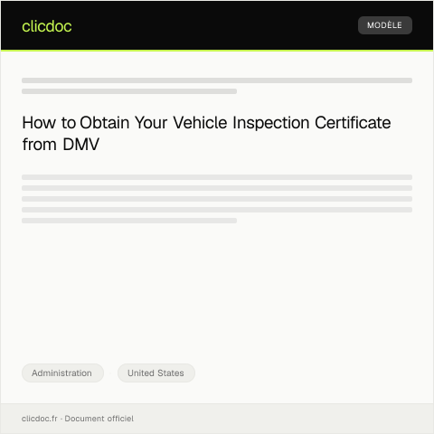 Document preview: Request for Vehicle Inspection Certificate from DMV — Administration, United States