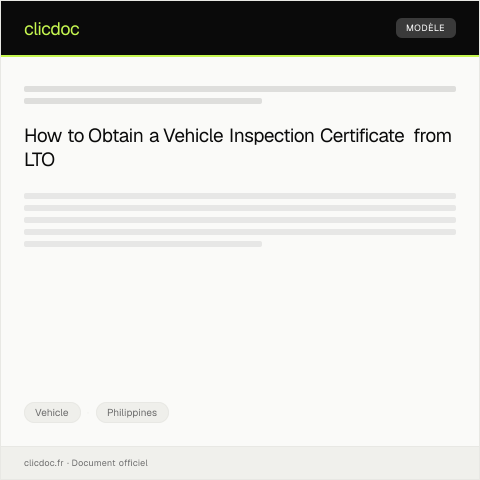 Document preview: Request for Vehicle Inspection Certificate from LTO — Vehicle, Philippines