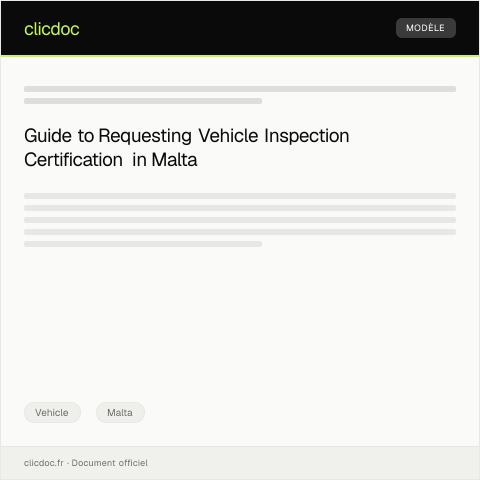 Document preview: Request for Vehicle Inspection Certification from Transport Malta — Vehicle, Malta