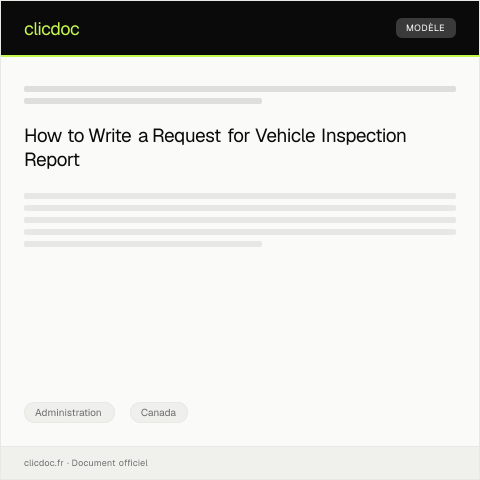 Document preview: Request for Vehicle Inspection Report — Administration, Canada