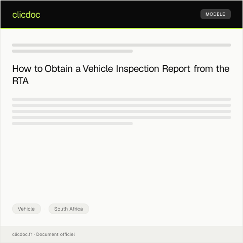 Document preview: Request for Vehicle Inspection Report from RTA — Vehicle, South Africa