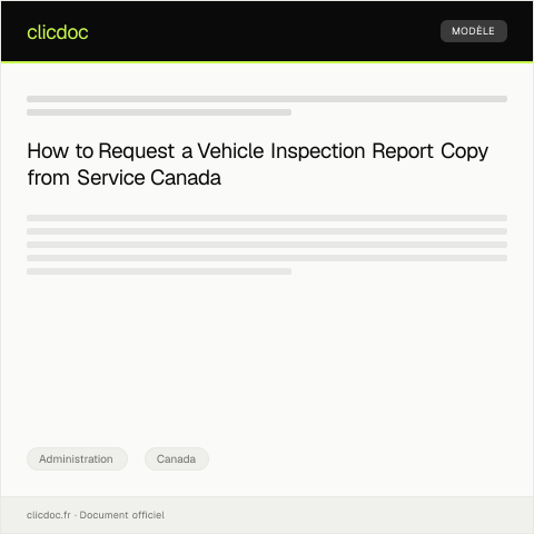 Document preview: Request for Vehicle Inspection Report Copy — Administration, Canada