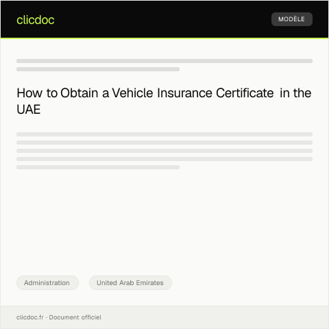 Document preview: Request for Vehicle Insurance Certificate from Abu Dhabi National Insurance — Administration, United Arab Emirates