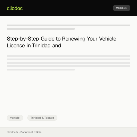 Document preview: Request for vehicle license renewal — Vehicle, Trinidad & Tobago
