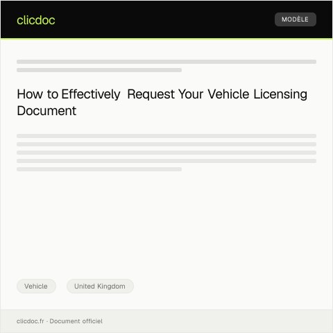 Document preview: Request for Vehicle Licensing and Registration Document — Vehicle, United Kingdom