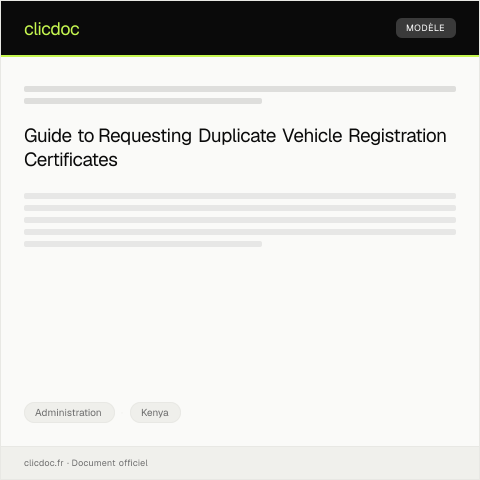 Document preview: Request for Vehicle Registration Certificate Duplicates from the National Transport and Safety Authority (NTSA) — Administration, Kenya