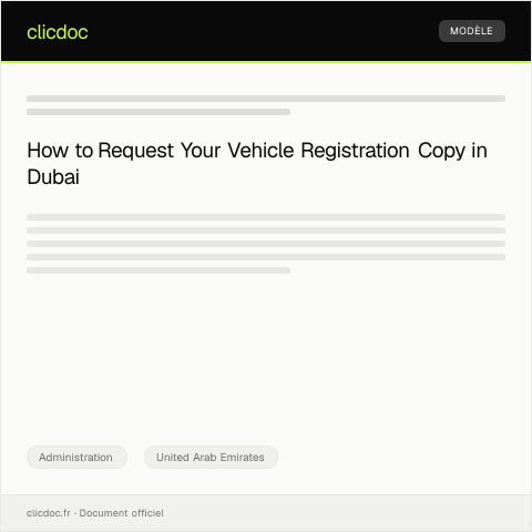 Document preview: Request for Vehicle Registration Copy from Roads and Transport Authority (RTA) Dubai — Administration, United Arab Emirates