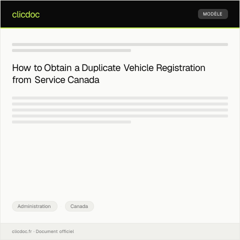 Document preview: Request for Vehicle Registration Duplicate Copy — Administration, Canada