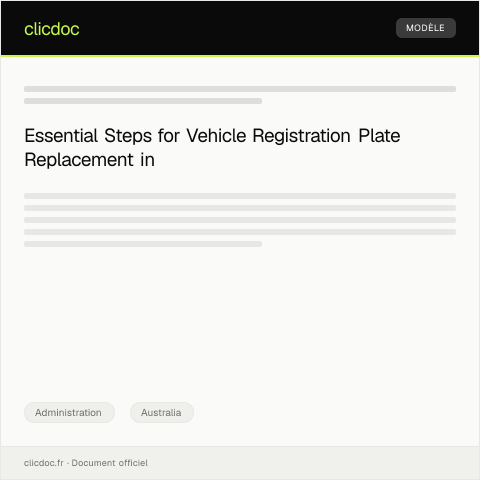 Document preview: Request for Vehicle Registration Plate Replacement — Administration, Australia