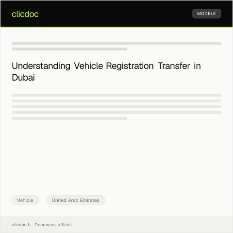 Document preview: Request for Vehicle Registration Transfer at Dubai Roads and Transport Authority — Vehicle, United Arab Emirates