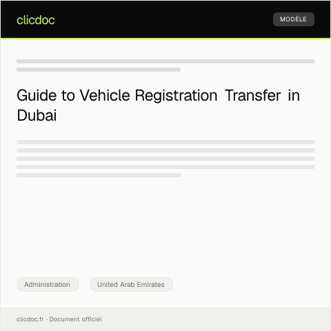Document preview: Request for Vehicle Registration Transfer through Dubai Roads and Transport Authority — Administration, United Arab Emirates