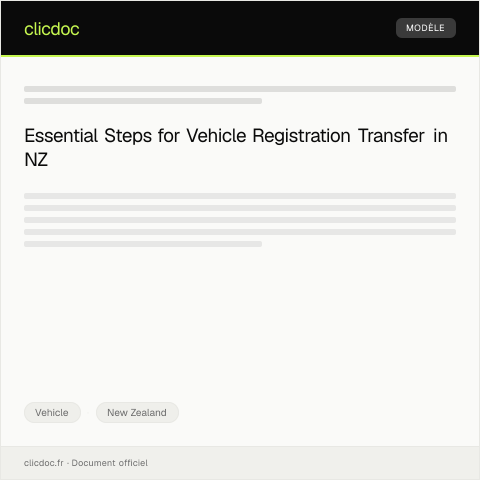 Document preview: Request for Vehicle Registration Transfer at NZ Transport Agency (NZTA) — Vehicle, New Zealand