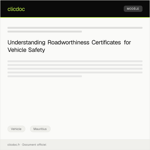 Document preview: Request for Certificate of Roadworthiness for Vehicle Inspection — Vehicle, Mauritius