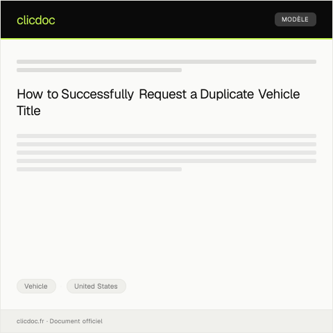 Document preview: Request for Vehicle Title Duplicate from DMV — Vehicle, United States
