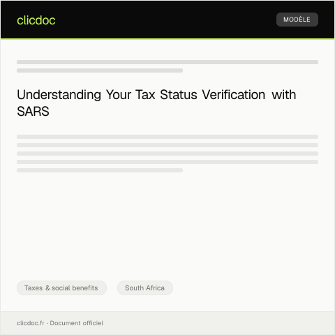 Document preview: Request for Verification of Tax Status — Taxes & social benefits, South Africa