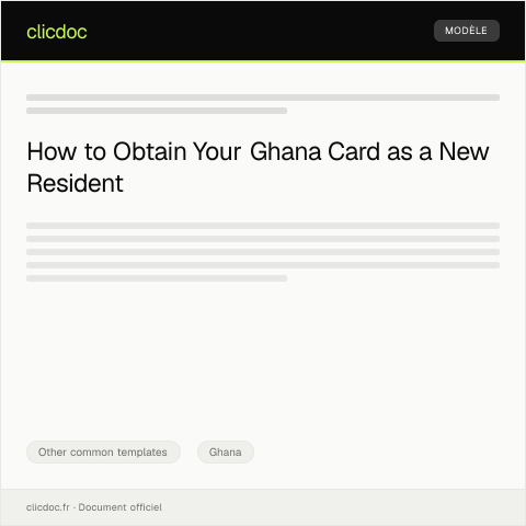 Document preview: Request for Issuance of Ghana Card for New Resident — Other common templates, Ghana