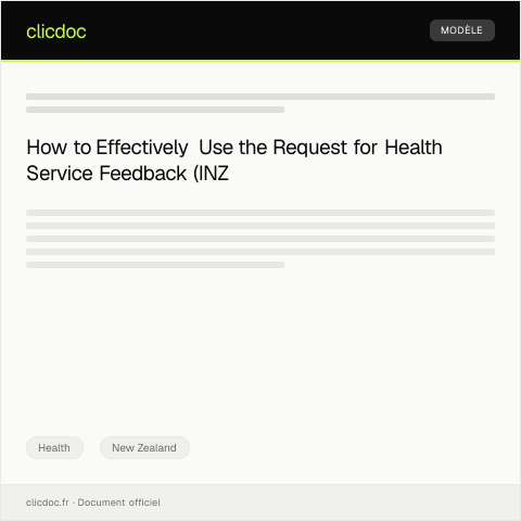 Document preview: Request for Health Service Feedback (INZ 1780) - tono mō te urupare mō ngā ratonga hauora — Health, New Zealand